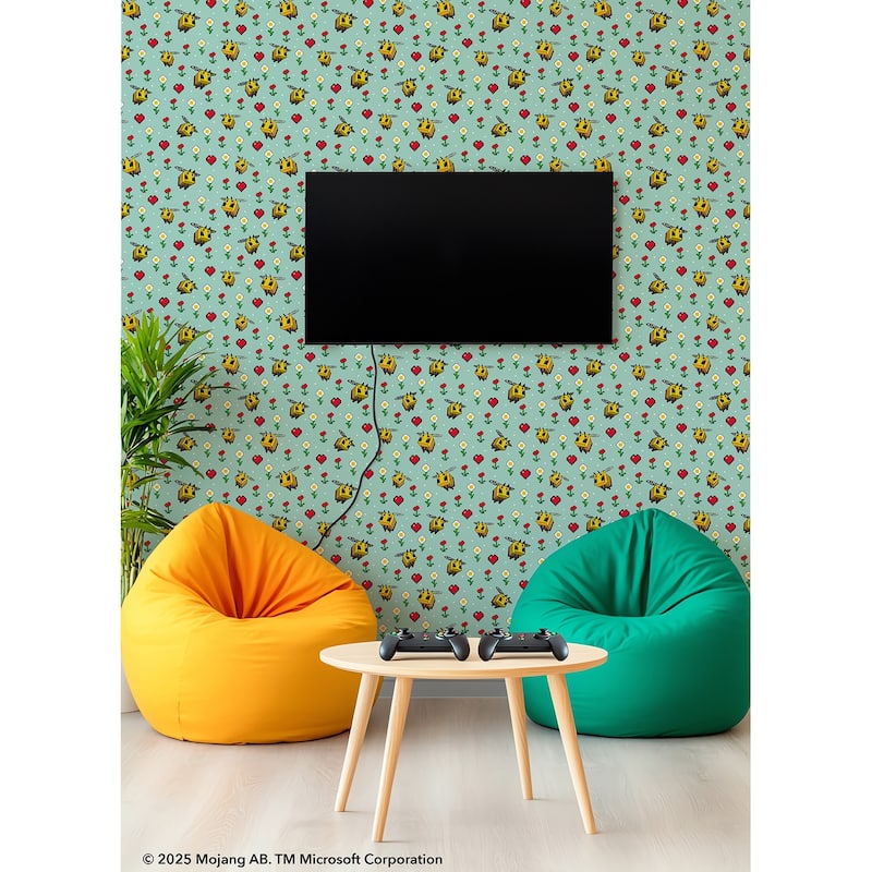 RoomMates Minecraft Busy Bee Peel and Stick Wallpaper