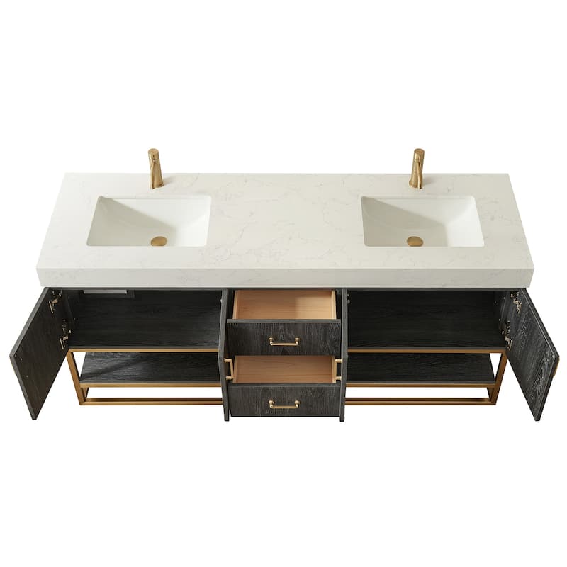 Alistair Bath Vanity with Grain White Stone Top without Mirror