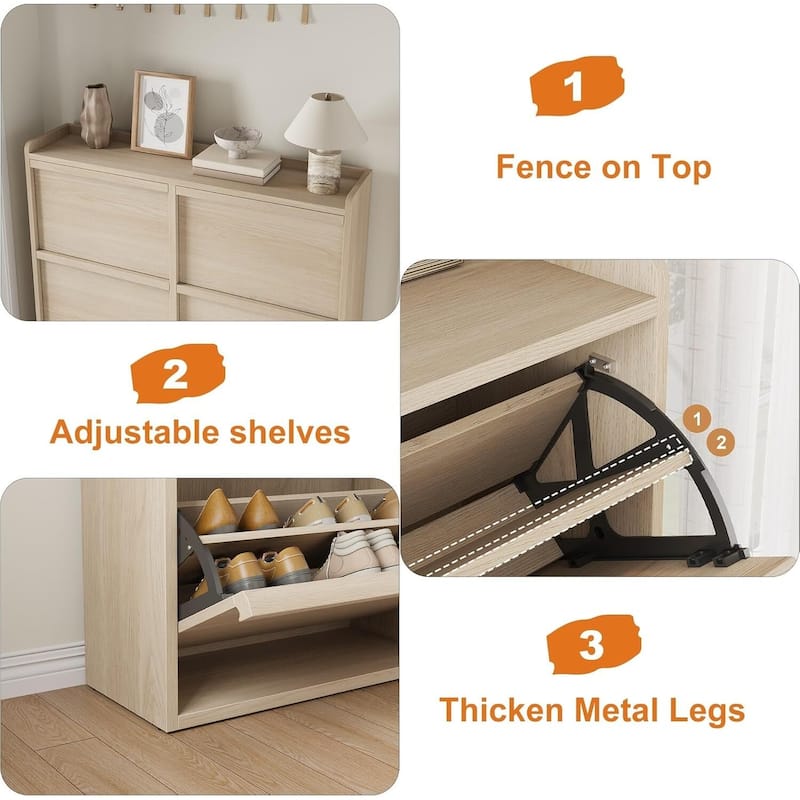 Narrow Shoe Cabinet Organizer with 6 Flip Drawers for Entryway, Hallway, Living Room