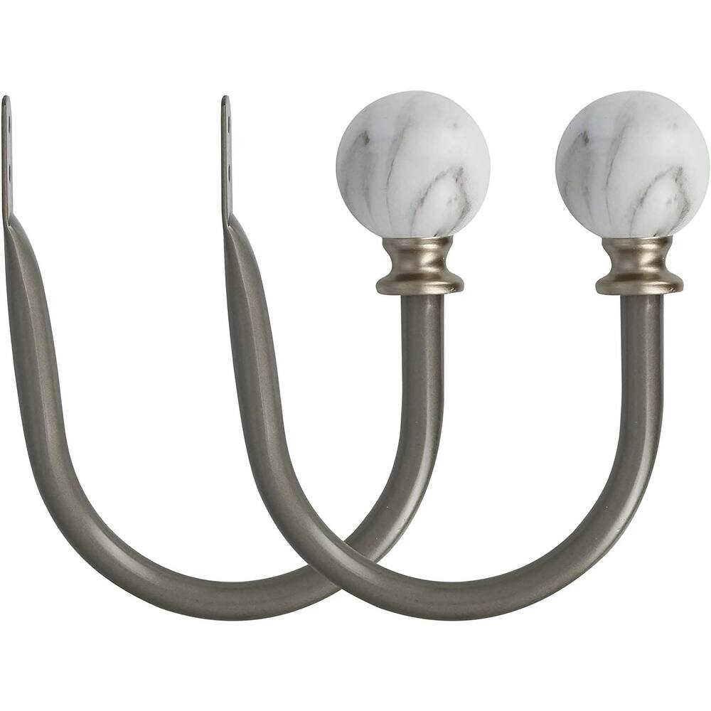 MERIVILLE Set of 2 Decorative White Marble Ball End Window Curtain Holdbacks