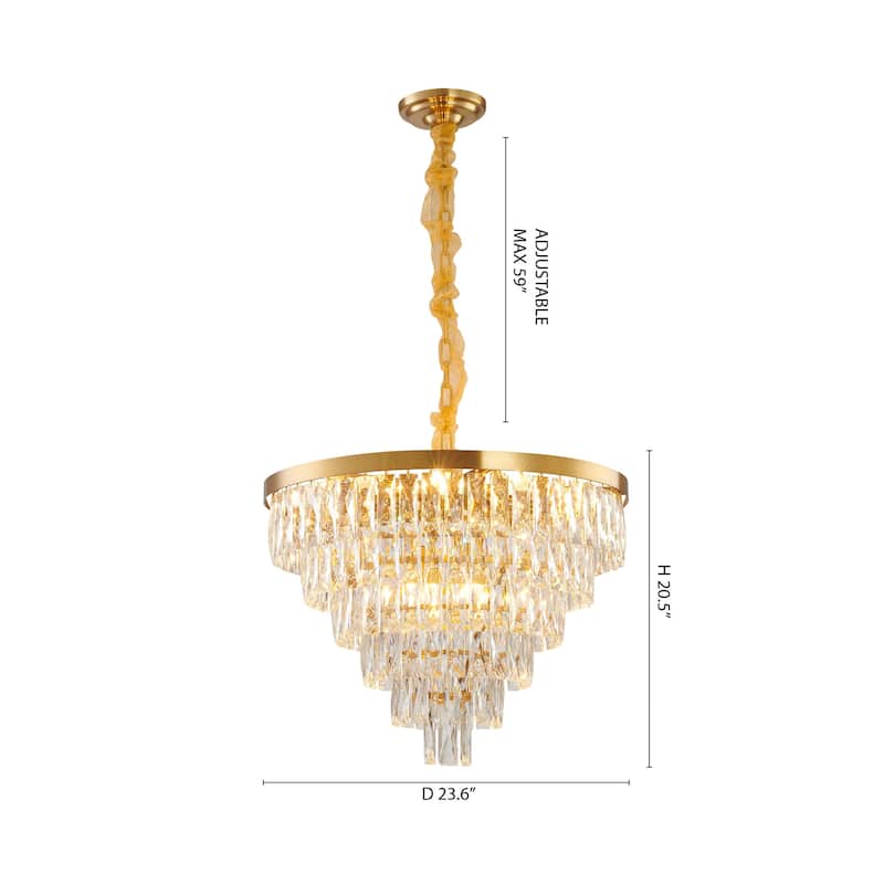 16-Light Gold Metal Chandelier With Crystals