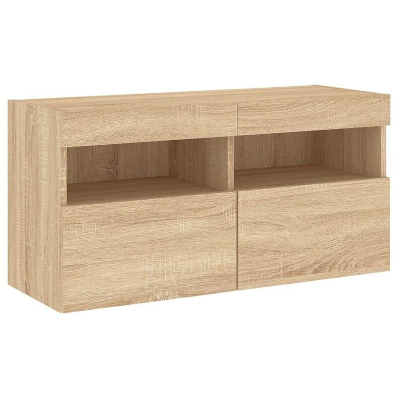 vidaXL TV Wall Units with LED Entertainment Center 4 Piece Engineered Wood - 11.8" x 11.2" x 11.8"