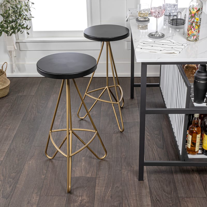 Chronos 30" Modern Industiral Iron Tripod Backless Bar Stool, by JONATHAN Y