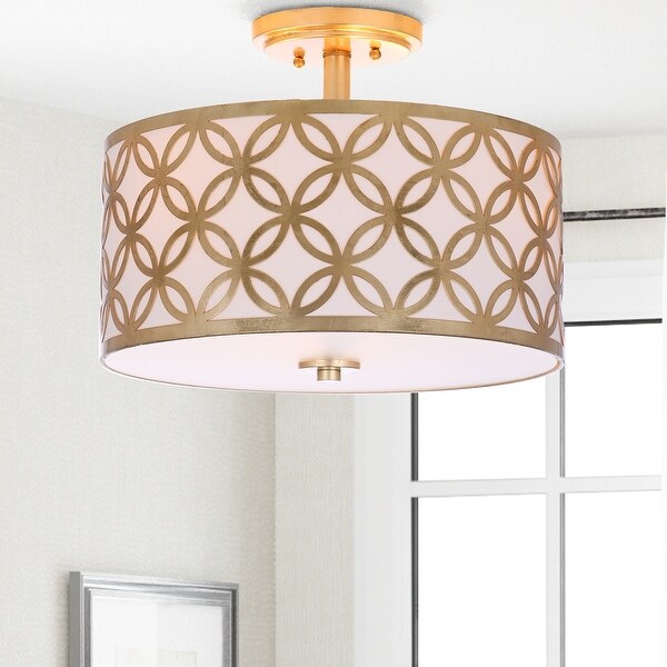 SAFAVIEH Lighting Cecily 3-light Gold Leaf Flush Mount - 15" x 15" x 10.5". Opens flyout.