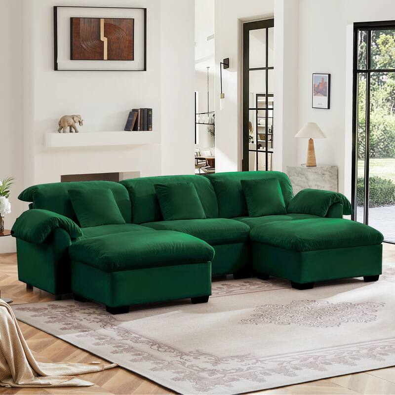 Velvet Fabric Modular Cloud Couch with Storage Seat,Free Combination