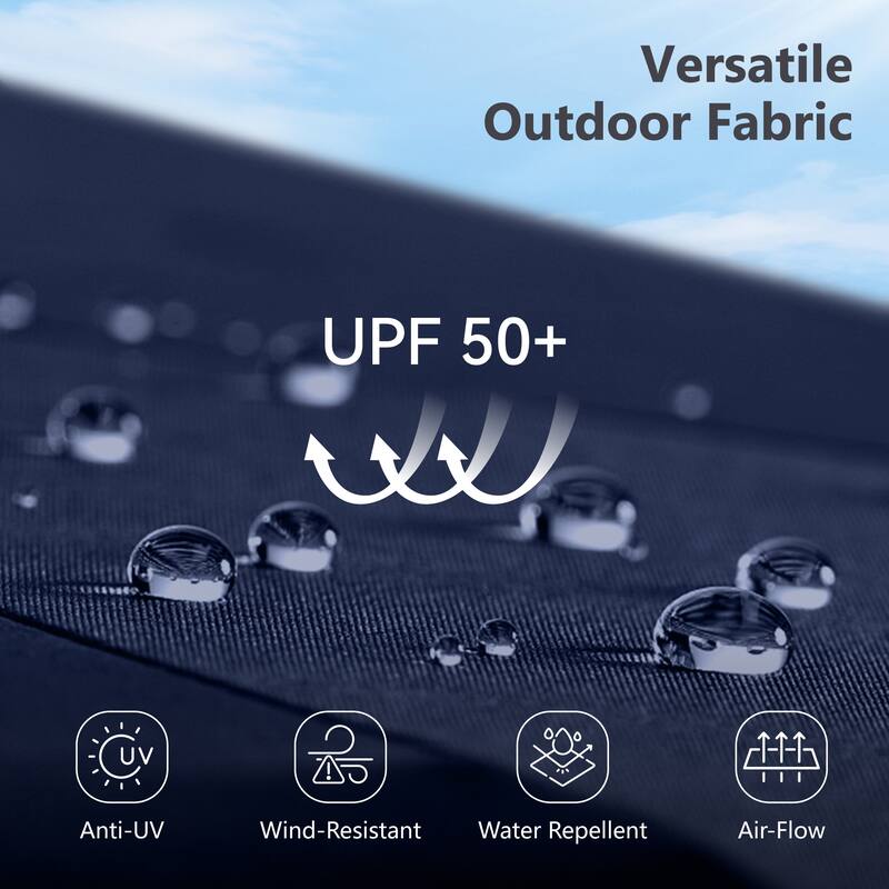 MAISON ARTS 8-Piece Outdoor Dining Set with 13ft Umbrella, Metal Rectangle Table & 6 Stackable Chairs