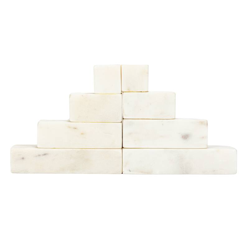 Decorative Marble Stairstep Bookends, Set of 2 - 5.3"L x 5.3"W x 5.0"H