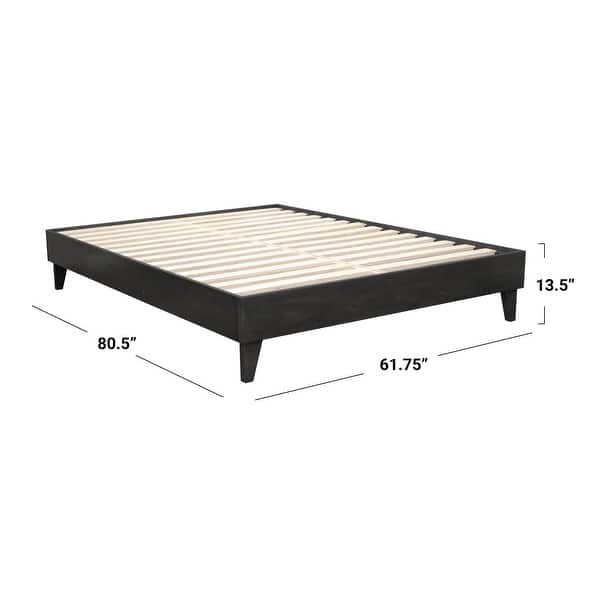 dimension image slide 9 of 30, Kotter Home Solid Wood Mid-century Modern Platform Bed