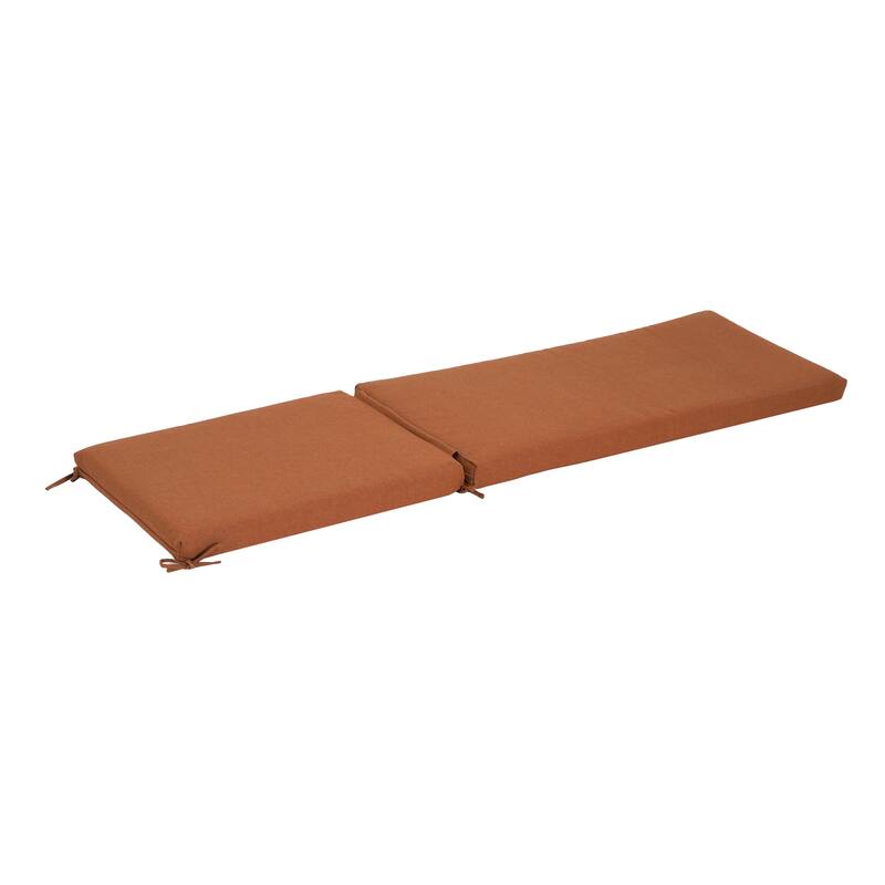 Anmytek Water Resistant Outdoor Chaise Lounge Cushion Terracotta Two Section with Tie Fasteners for Patio Poolside Garden