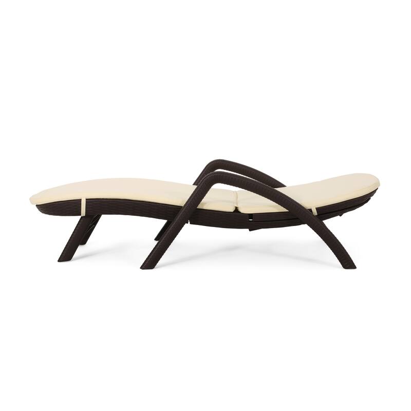 Outdoor Chaise Lounge Chair with Cushion, Adjustable Backrest Recliner Sun Lounger