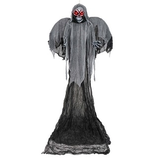Hanging Halloween Decor 12.1 Ft Skeleton Ghost w/ Flickering Red Eyes