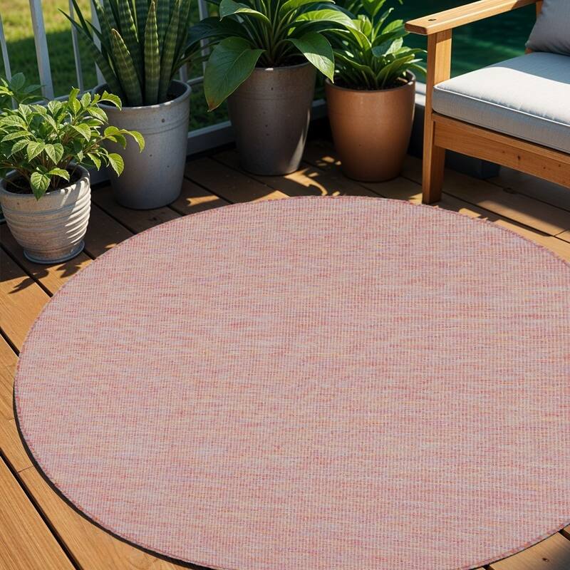 HomeRoots Contemporary Round Outdoor Rug - 6' Round - Multi - 6' Round