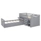 preview thumbnail 13 of 46, L-shaped Space-Saving Twin Loft and Twin Platform Bed with 7 Drawers and Full Guardrail,Loft and Platform Bed