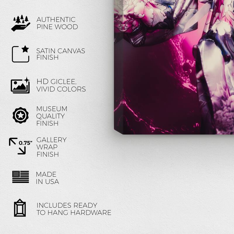 Wynwood Studio Canvas Fashion and Glam Flowered Glam Dress Purple and Dark Purple Glam Wall Art Canvas Print