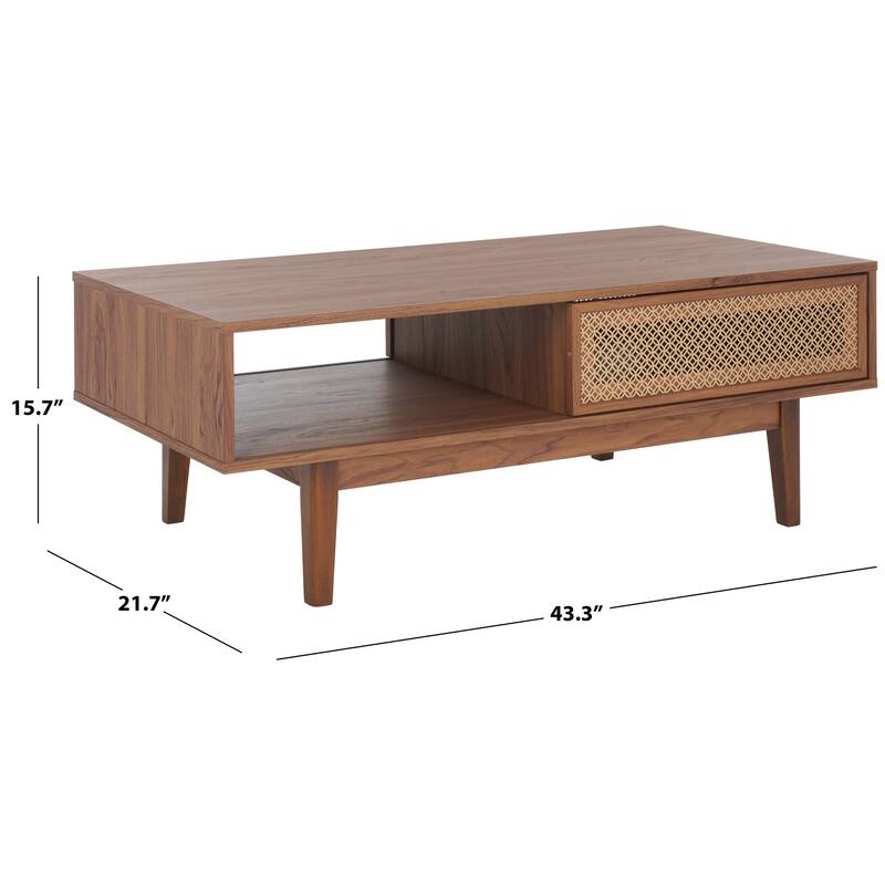 SAFAVIEH Zhuldyz 2 Door Coffee Table - 43" L x 22" D x 16" H - 43"Wx22"Dx16"H - Walnut