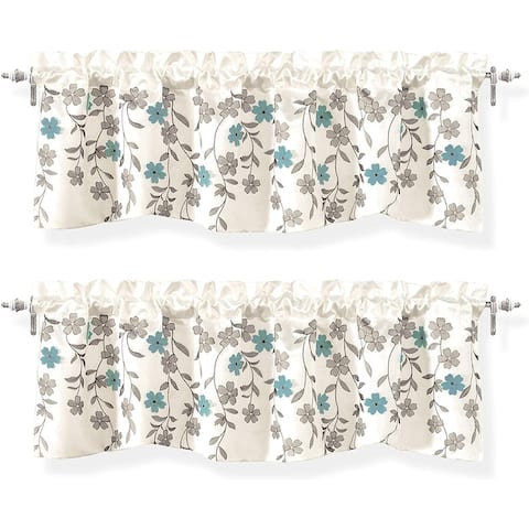 DriftAway Isabella Faux Silk Embroidered Kitchen Swag Valance 2 Pack