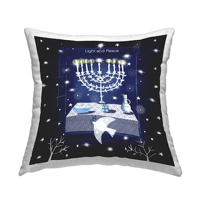 Stupell Light And Peace Hanukkah Menorah Printed Throw Pillow Design by Susse Linton