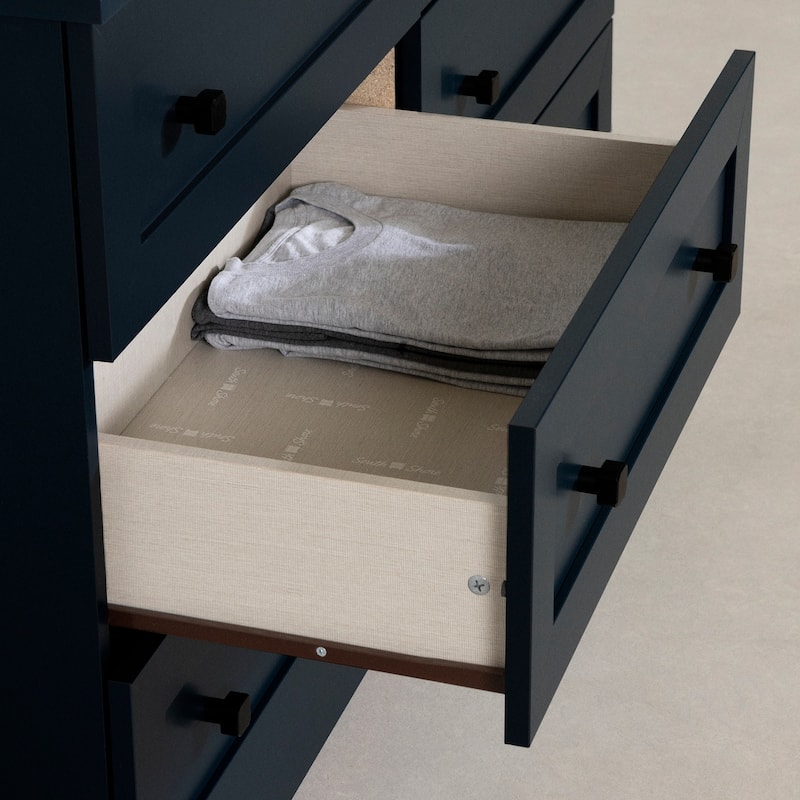 6-Drawer Navy Blue Dresser with Smooth Gliding Drawers, Modern Contemporary Lines, and Spacious Storage Space