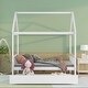 preview thumbnail 4 of 11, White Full Size Wood House Bed with Trundle and Roof