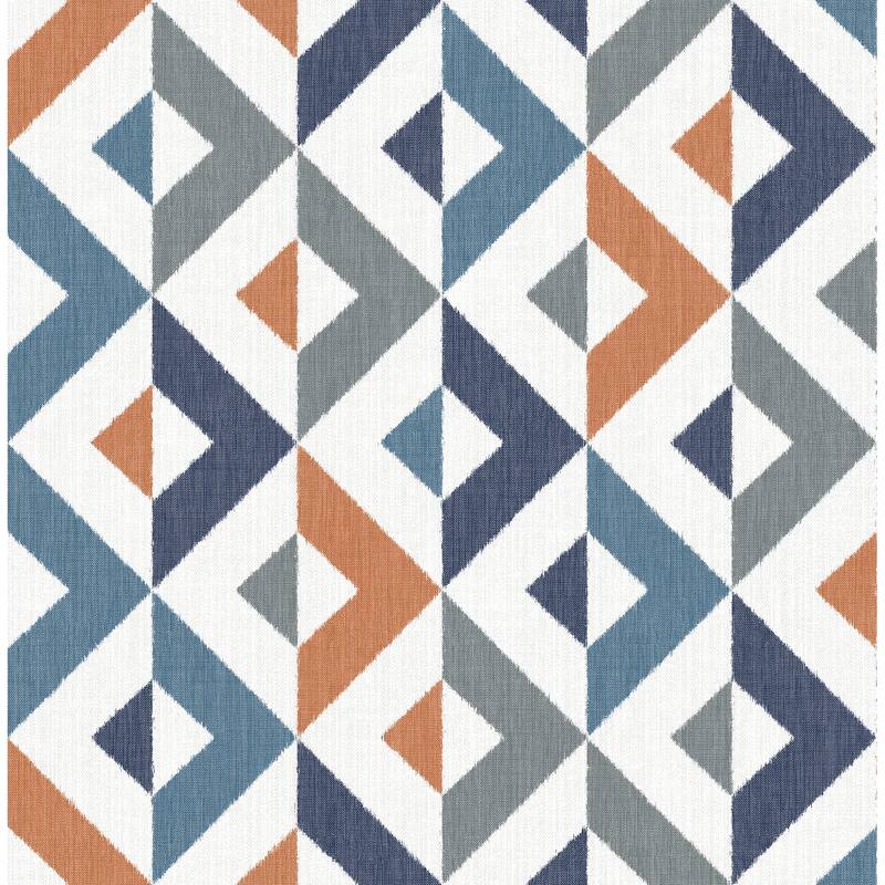A-Street Prints Seesaw Multicolor Geometric Faux Linen Wallpaper