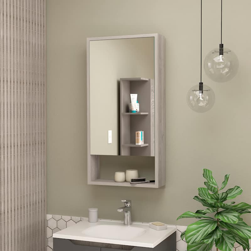 Burlington Rectangle Medicine Cabinet with Mirror - Light Gray