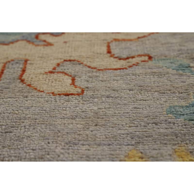 Hand Knotted Oriental 100% Wool Carpet Transitional All-Over Greys & Charcoal Oushak Area Rug - 9' 10'' X 8' 1''