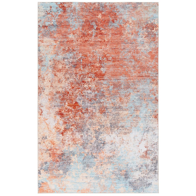 SAFAVIEH Tacoma Godi Mid-Century Modern Rug - 5' x 8' - Rust/Aqua