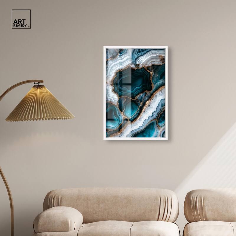 Teal Tectonic I Shadowbox by Art Remedy