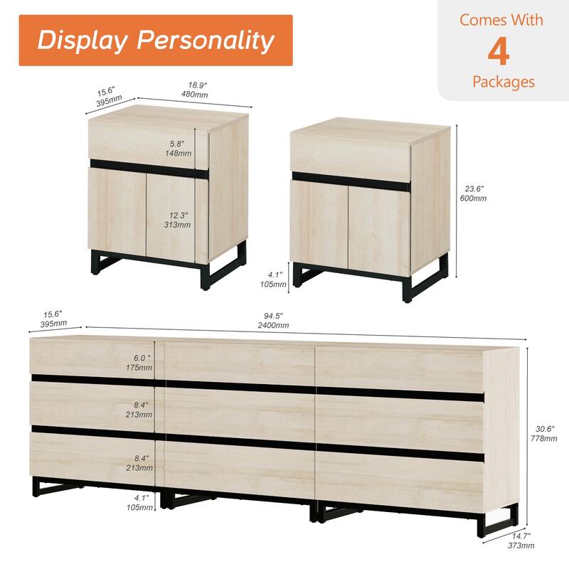 WAMPAT Dresser and Nightstand Set of 3