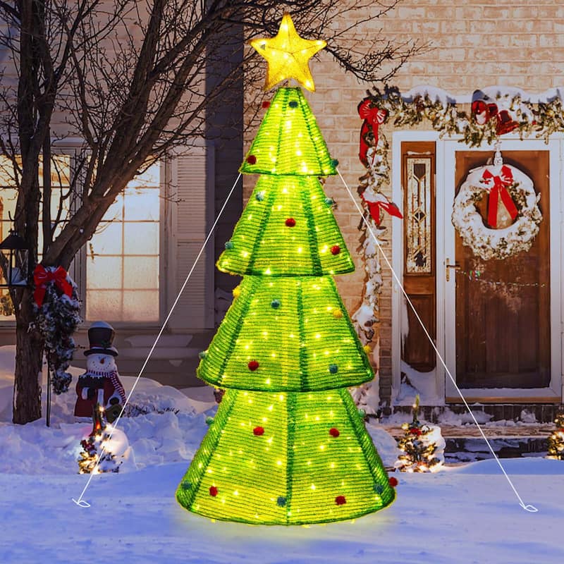 Costway 6.2 FT Collapsible Christmas Tree with 200 Built-in LED - as pic shows - See Details