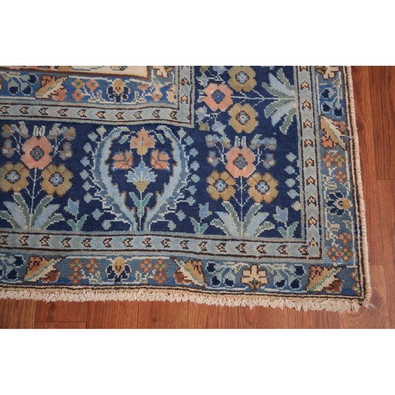 Grey Tabriz Persian Vintage Area Rug Hand-Knotted Bedroom Wool Carpet - 7'10" x 11'0"