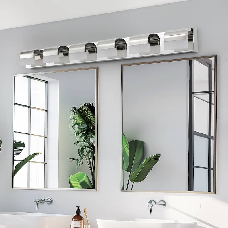 Modern Bathroom Vanity Lighting 6-Light LED Vanity Lights Over Mirror Bath Wall Lighting - Chrome