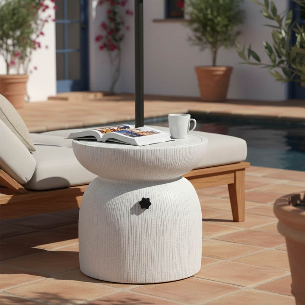 Christopher Knight Home - Odelia Modern Outdoor MGO Side Table Umbrella Base with Sand-Filling Stability