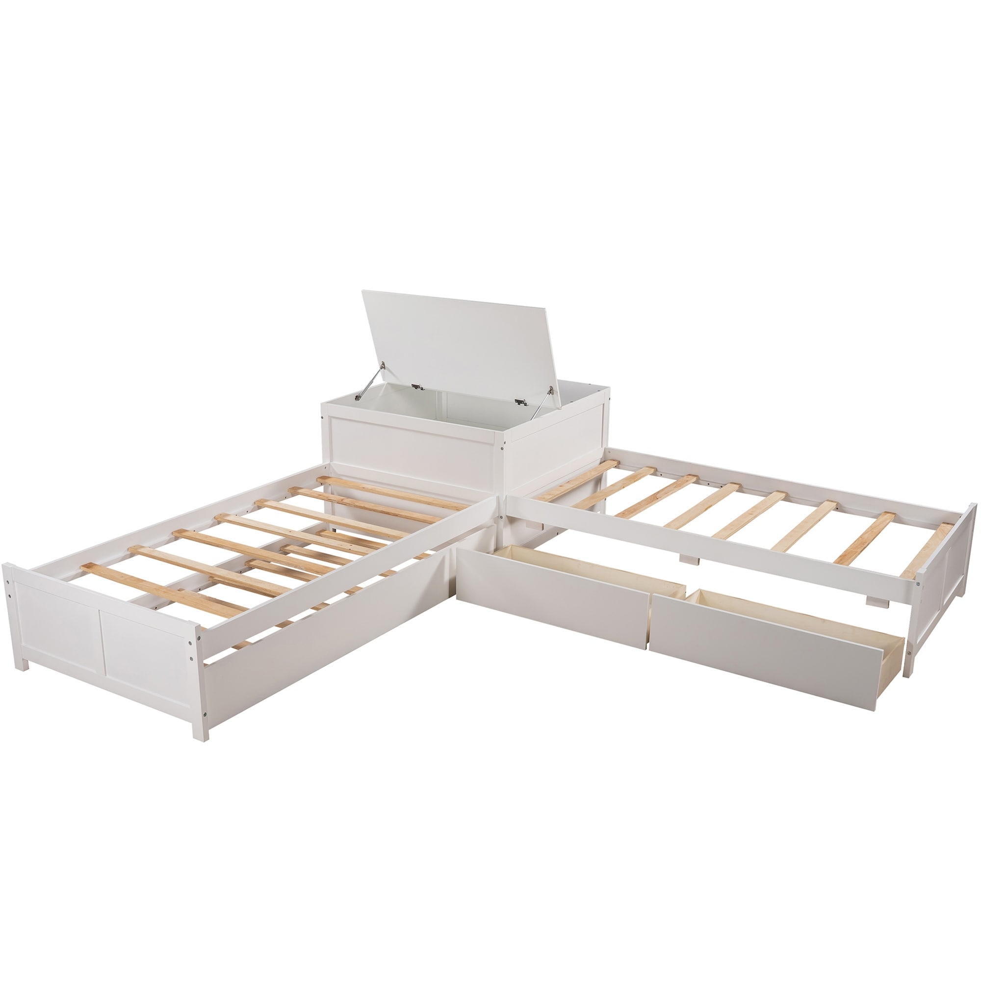 L shaped shop corner twin beds