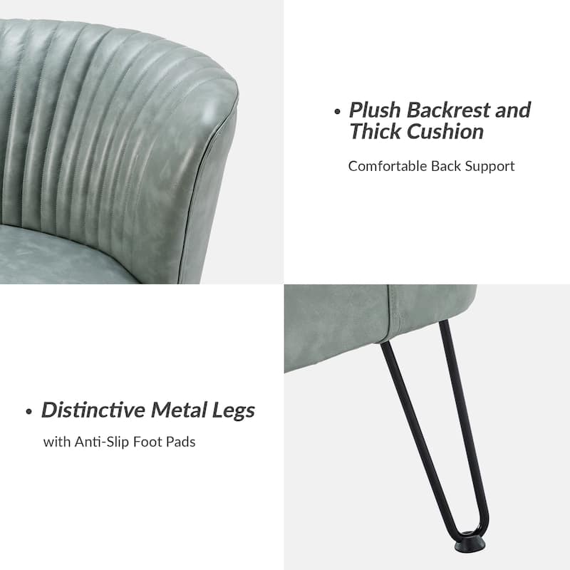 Donia Modern Faux Leather Wingback Armless Side Chair with Metal Legs by HULALA HOME