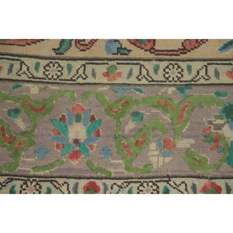 Hand Knotted Oriental 100% Wool Carpet Traditional Floral Beige & Ivories Tabriz Area Rug - 10' 0'' X 6' 5''