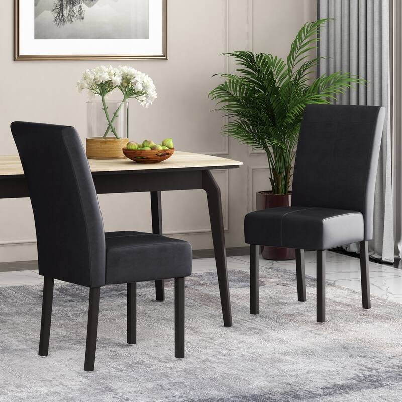 Pertica Upholstered T-Stitch Dining Chairs (Set of 2) by Christopher Knight Home - Espresso/ Midnight/ Faux Leather