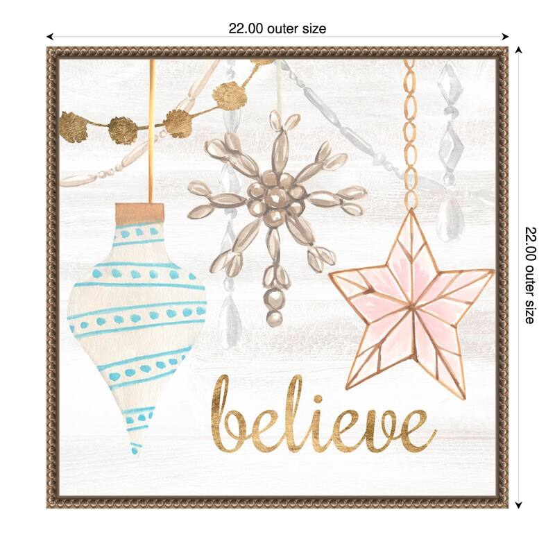 Elegant Ornaments I by Annie Warren (22 x 22 in.), Framed Canvas Wall Art Print - Sylvie Beaded Dark Gold