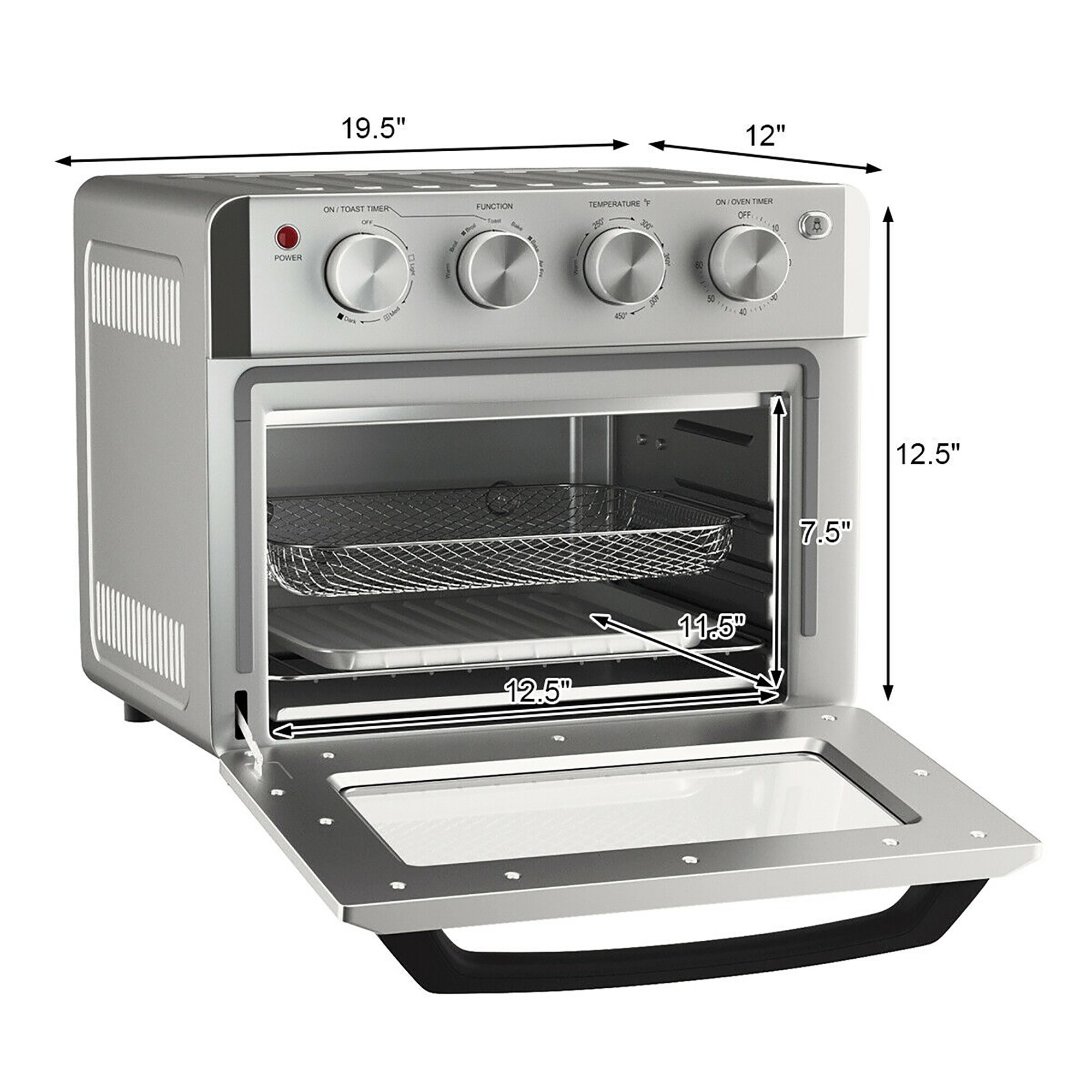 Costway 16-in-1 Air Fryer Oven 15.5 QT Toaster Oven Dehydrator Rotisserie  w/ Accessories Silver