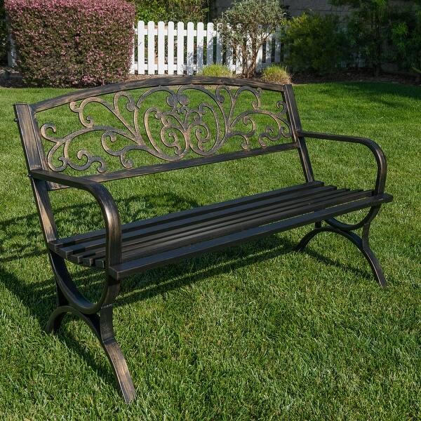 Shop Belleze 50 Garden Backyard Bench Metal Bronze Finish