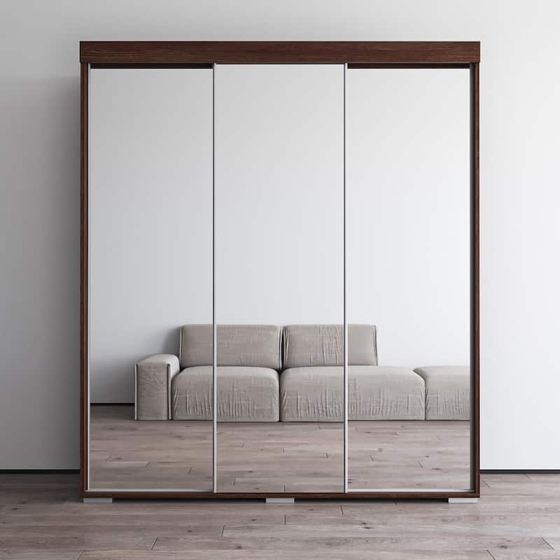 Strick & Bolton Suger 3-door Mirrored Armoire - Wenge