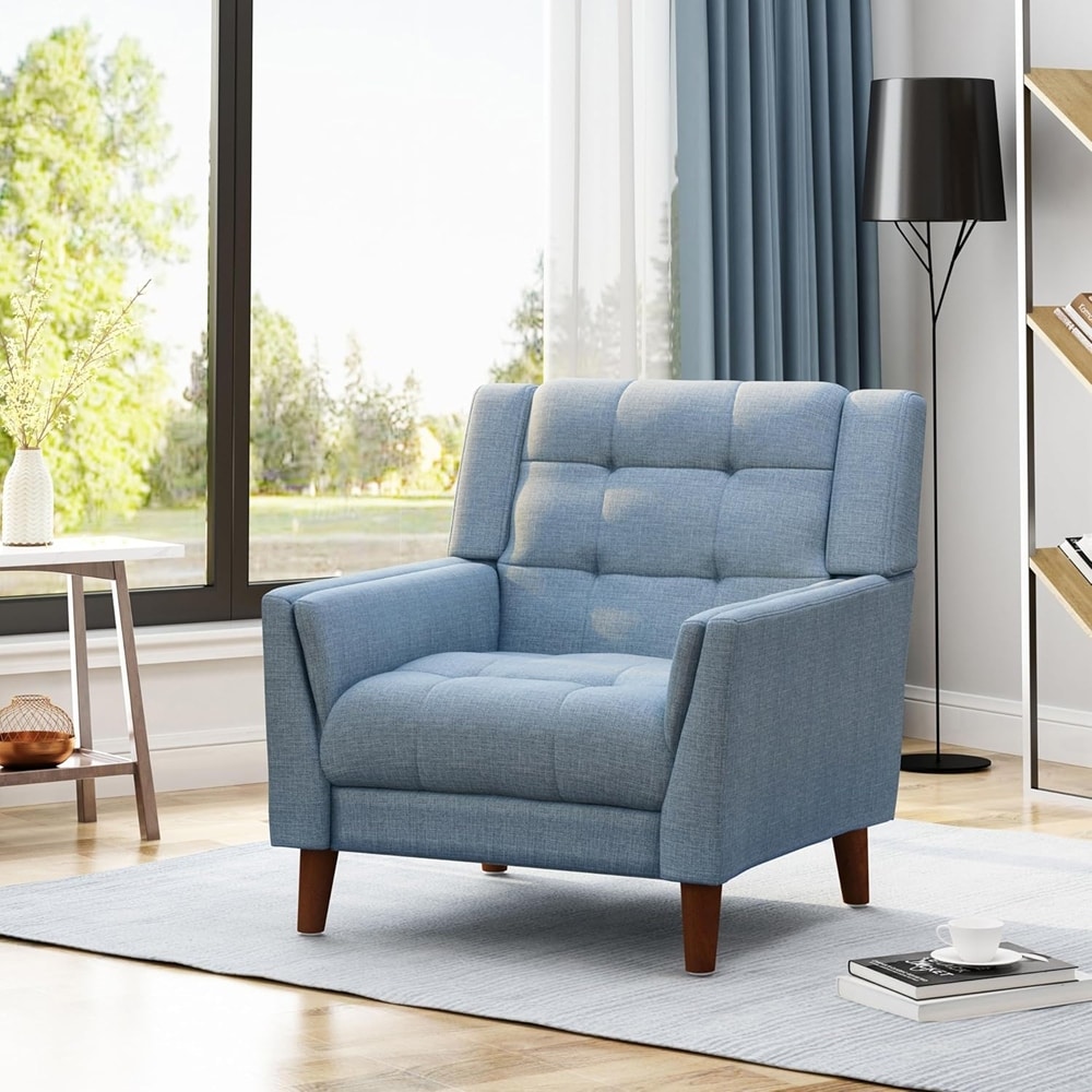 Armchair with solid wood legs