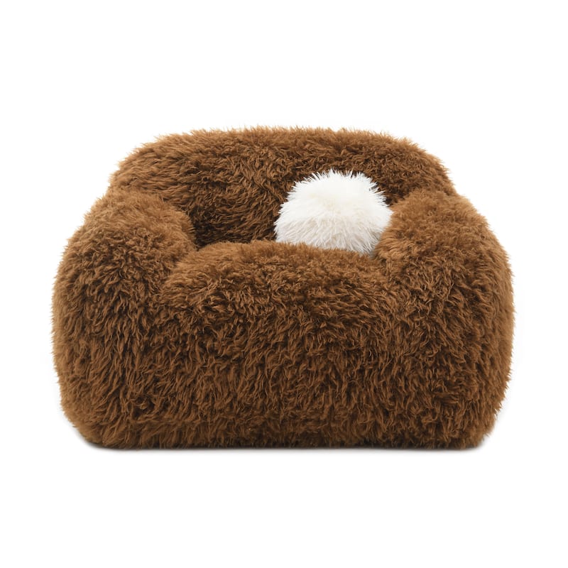 Furniture of America Cynra Modern 45-inch Faux Fur Swivel Arm Chair with Ball Pillow