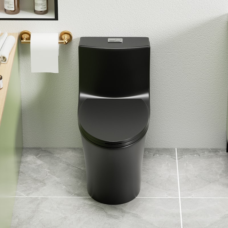 1.1/1.6 GPF Tornado Flush One-Piece Toilet Elongated,Soft Closing Seat, Button on Tank top,Chair Seat ADA Height 17"