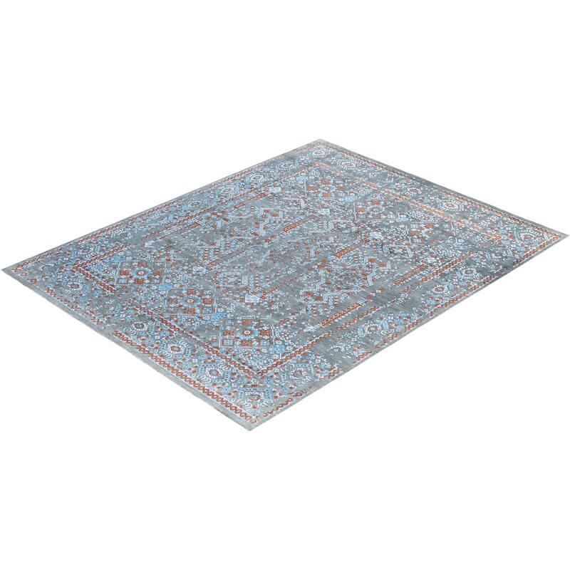 Ikat One-of-a-Kind Hand-Knotted Area Rug, Gray - 8' 1" x 10' 1"