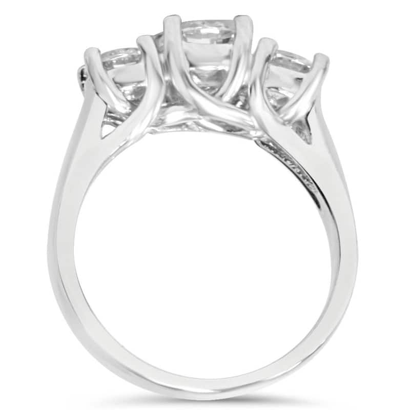 3 ct Diamond Engagement Wedding Ring Set 3-Stone Matching Band White Gold