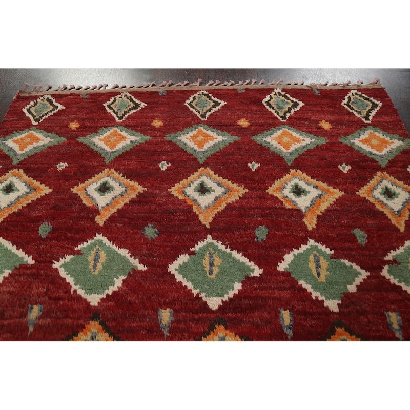 Geometric Tribal Moroccan Oriental Area Rug Hand-knotted Wool Carpet - 7'8" x 10'8"