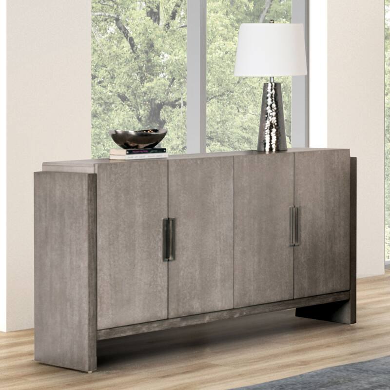 Furniture of America Cruz Transitional Grey Solid Wood Dining Server with Doors