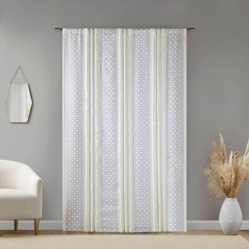 Poly Printed Curtain Panel with Tufted Stripe