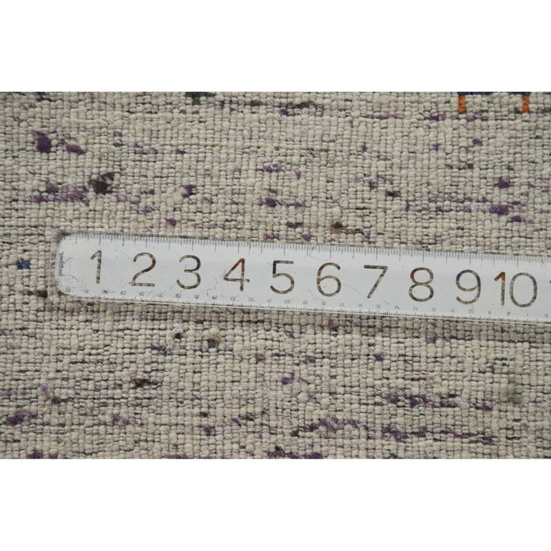 Purple Tribal Gabbeh Indian Runner Rug Hand-Knotted Wool Carpet - 2'4" x 9'6"